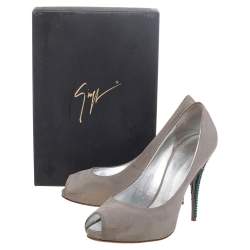 Giuseppe Zanotti Grey Fabric  Peep Toe Pumps Size 39