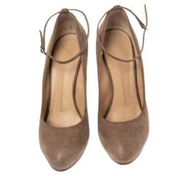 Giuseppe Zanotti Lizard Embossed Leather Platform Ankle Strap Pumps Size 40.5