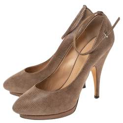 Giuseppe Zanotti Lizard Embossed Leather Platform Ankle Strap Pumps Size 40.5