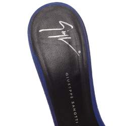 مملوكة مسبقًا Giuseppe Zanotti Blue Suede Embellished Slide Sandals Size 40