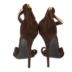 Giuseppe Zanotti Brown Suede Alien Ankle Strap Sandals Size 37