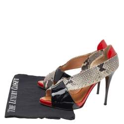 Giuseppe Zanotti Multicolor Python Embossed And Patent Leather D'orsay Peep Toe Pumps Size 38