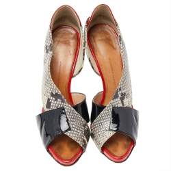 Giuseppe Zanotti Multicolor Python Embossed And Patent Leather D'orsay Peep Toe Pumps Size 38