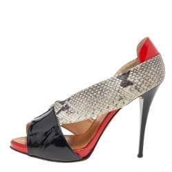 Giuseppe Zanotti Multicolor Python Embossed And Patent Leather D'orsay Peep Toe Pumps Size 38