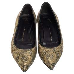 Giuseppe Zanotti Metallic Gold  Textile Fabric  Ballet Flats Size 37