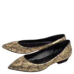 Giuseppe Zanotti Metallic Gold  Textile Fabric  Ballet Flats Size 37