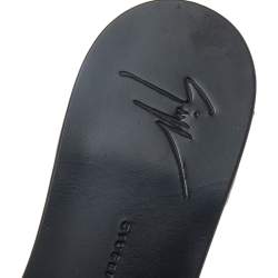 Pre Owned Giuseppe Zanotti Black Suede Crystal Embellished Flats Size 38 