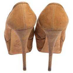 Giuseppe Zanotti Tan Nubuck Leather Platform  Pumps Size 36
