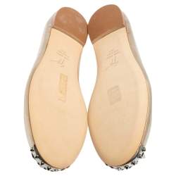Pre Owned Giuseppe Zanotti Metallic Gold Leather Malika Spike Ballet Flats Size 39.5