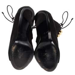 Giuseppe Zanotti Black Suede Lace Up Booties Size 38