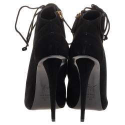 Giuseppe Zanotti Black Suede Lace Up Booties Size 38