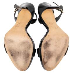 Pre Owned Giuseppe Zanotti Black Patent Leather Sophie Slingback Sandals Size 36