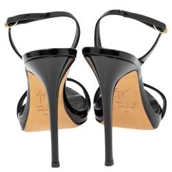 Pre Owned Giuseppe Zanotti Black Patent Leather Sophie Slingback Sandals Size 36