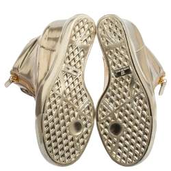 Pre Owned Giuseppe Zanotti Rose Gold Leather High Top Wedge Sneakers 37