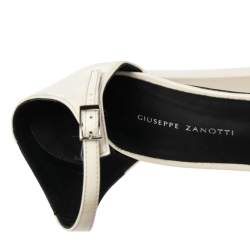 Pre Owned Giuseppe Zanotti Cream Patent Leather Bebe Platform Ankle Strap Sandals  Size 37