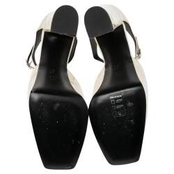 Pre Owned Giuseppe Zanotti Cream Patent Leather Bebe Platform Ankle Strap Sandals  Size 37