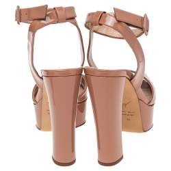 Pre Owned Giuseppe Zanotti Beige Patent  Leather Lavinia Platform Ankle Strap Sandals Size 40