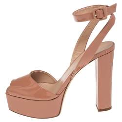 Pre Owned Giuseppe Zanotti Beige Patent  Leather Lavinia Platform Ankle Strap Sandals Size 40