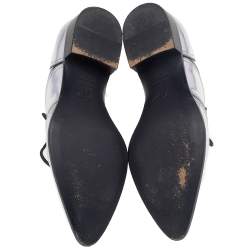 Pre Owned Giuseppe Zanotti Metallic Silver Patent Leather Lace Up Oxfords Size 37