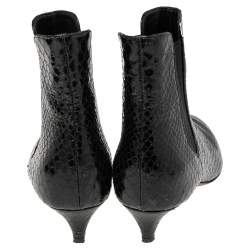 مملوكة مسبقًا Giuseppe Zanotti Black Python Embossed Patent Leather Ankle Boots Size 37.5