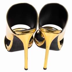 Pre Owned Giuseppe Zanotti Metallic Gold Leather Andrea Open Toe Sandals Size 37.5