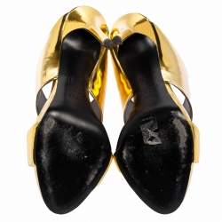 Pre Owned Giuseppe Zanotti Metallic Gold Leather Andrea Open Toe Sandals Size 37.5