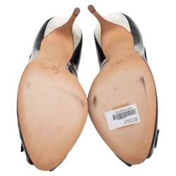 Pre Owned Giuseppe Zanotti Navy Blue Patent Leather Peep Toe Pumps Size 41