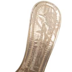 Giuseppe Zanotti Gold Woven Leather Slide Sandals Size 41