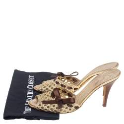 Giuseppe Zanotti Gold Woven Leather Slide Sandals Size 41