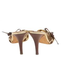 Giuseppe Zanotti Gold Woven Leather Slide Sandals Size 41