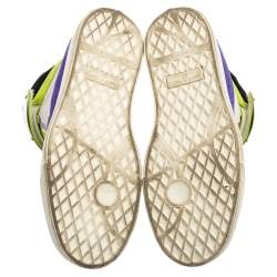 Pre Owned Giuseppe Zanotti Multicolor Suede And Leather Double Zip High Top Sneaker Size 37