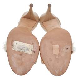 مملوكة مسبقًا Giuseppe Zanotti Beige Leather Embellished Slingback Sandals Size 39.5