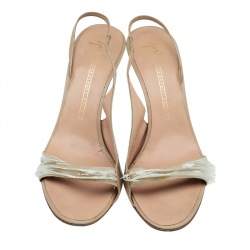 مملوكة مسبقًا Giuseppe Zanotti Beige Leather Embellished Slingback Sandals Size 39.5