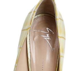 Giuseppe Zanotti Yellow Croc Embossed Leather Peep Toe Platform Pumps Size 40
