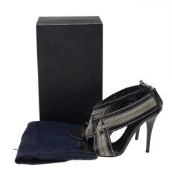 Pre Owned Giuseppe Zanotti Black Leather Chain Crisscross Sandals Size 36