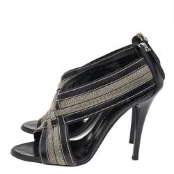 Pre Owned Giuseppe Zanotti Black Leather Chain Crisscross Sandals Size 36