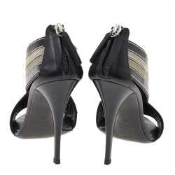 Pre Owned Giuseppe Zanotti Black Leather Chain Crisscross Sandals Size 36