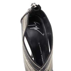 Pre Owned Giuseppe Zanotti Black Leather Chain Crisscross Sandals Size 36