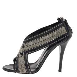 Pre Owned Giuseppe Zanotti Black Leather Chain Crisscross Sandals Size 36