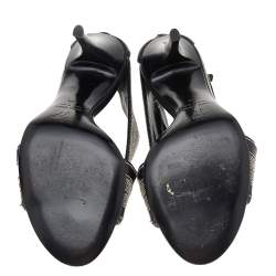 Pre Owned Giuseppe Zanotti Black Leather Chain Crisscross Sandals Size 36