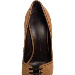 Pre Owned Giuseppe Zanotti Tan Nubuck Leather Peep Toe Platform Pumps Size 37