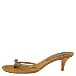 Pre Owned Giuseppe Zanotti Gold Leather Slide Sandals Size 41