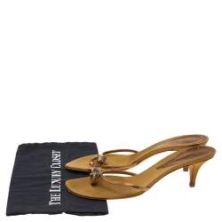 Pre Owned Giuseppe Zanotti Gold Leather Slide Sandals Size 41