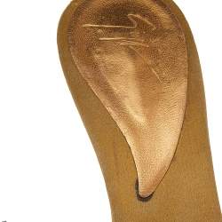 Pre Owned Giuseppe Zanotti Gold Leather Slide Sandals Size 41