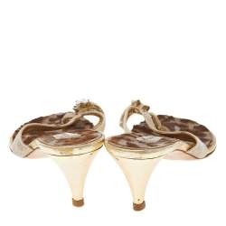 Giuseppe Zanotti Beige Canvas Embellished Sandals Size 41