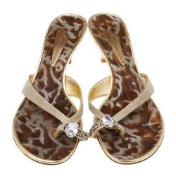 Giuseppe Zanotti Beige Canvas Embellished Sandals Size 41