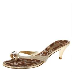 Giuseppe Zanotti Beige Canvas Embellished Sandals Size 41