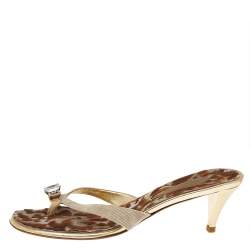 Giuseppe Zanotti Beige Canvas Embellished Sandals Size 41