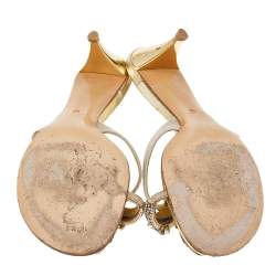 Giuseppe Zanotti Beige Canvas Embellished Sandals Size 41