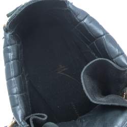 Pre Owned Giuseppe Zanotti Black Croc Embossed Leather Lorenz Wedge Sneakers Size 37.5